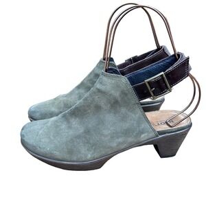 Retro Naot mules size 9 Supreme Slingback Clog Olive Green leather boho 70s